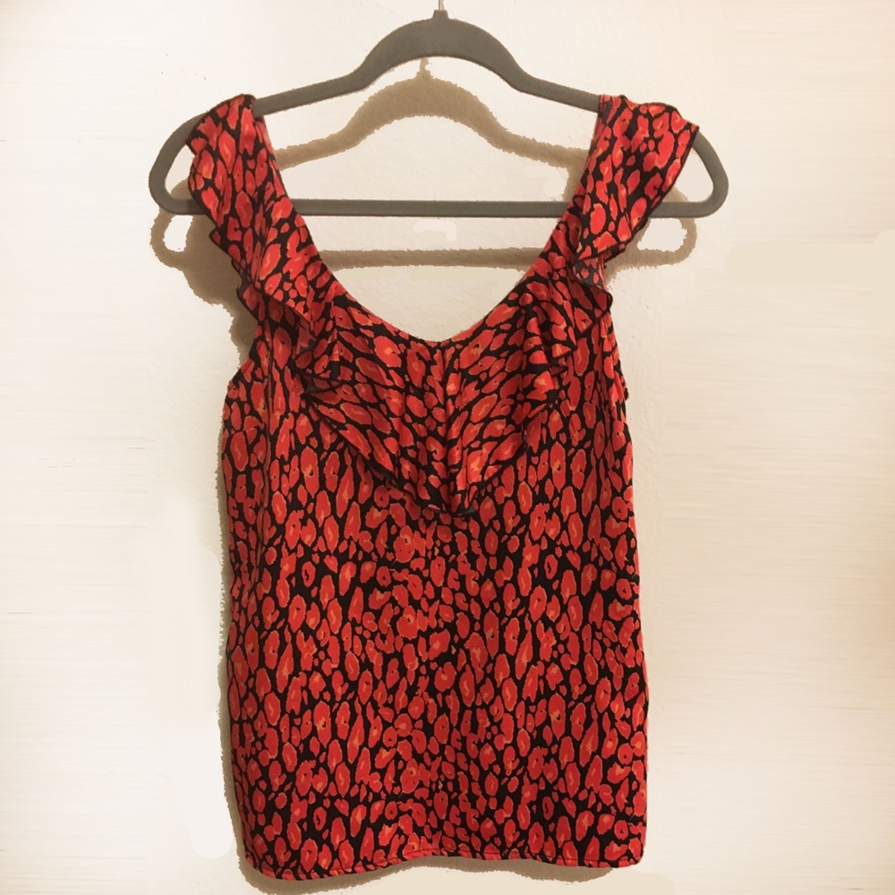 🏮Dark Orange Animal Print Sleeveless Blouse